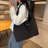 Japanese simple nylon large-capacity shoulder women's bag portable tote bag shopping bag solid color lightweight retro handbag
