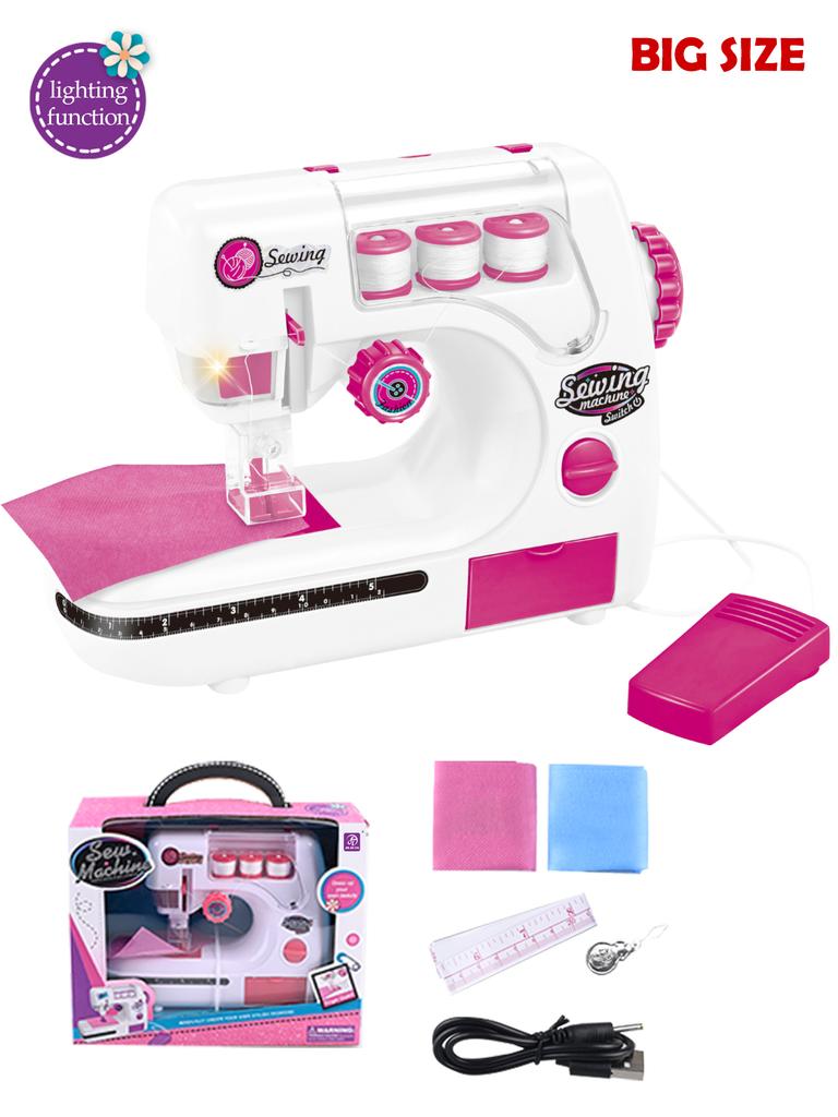 Sewing Machine Toys, Portable Battery Powered Sewing Machine with Measuring Tape and Fabric, Gifts for Kids not Include Battery
