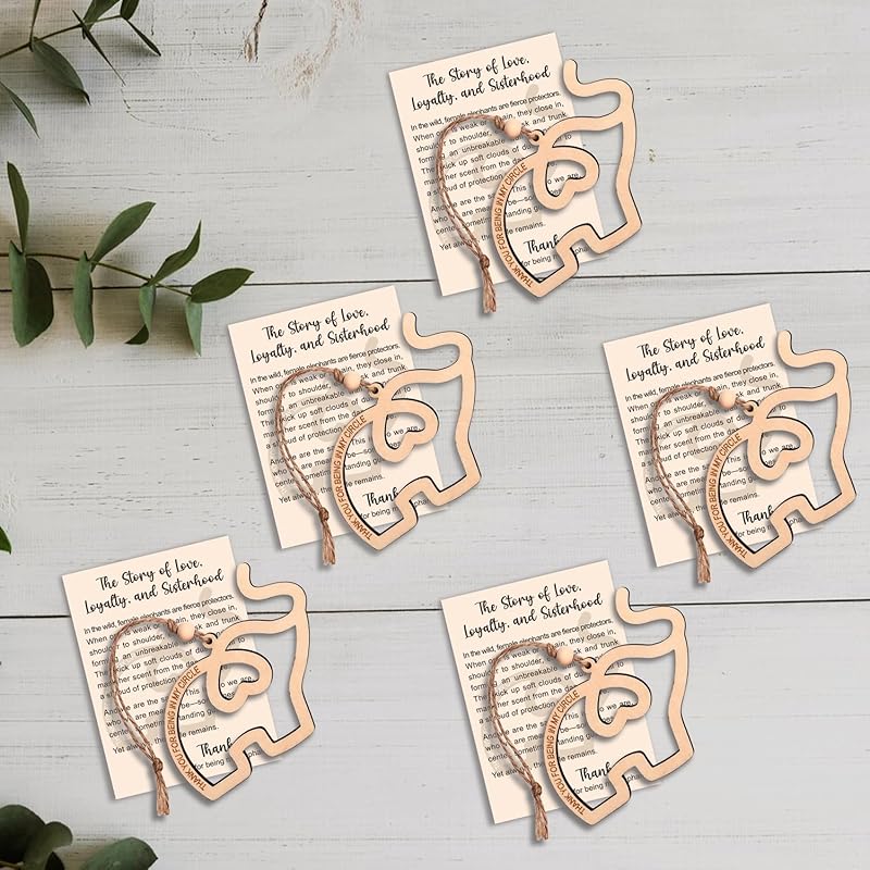 2-Pack Sisterhood Elephant Ornament – Elephant Gifts for Women, Friendship Ornament, Wooden Elephant Decor, Elephant Ornament for Women Tribe with