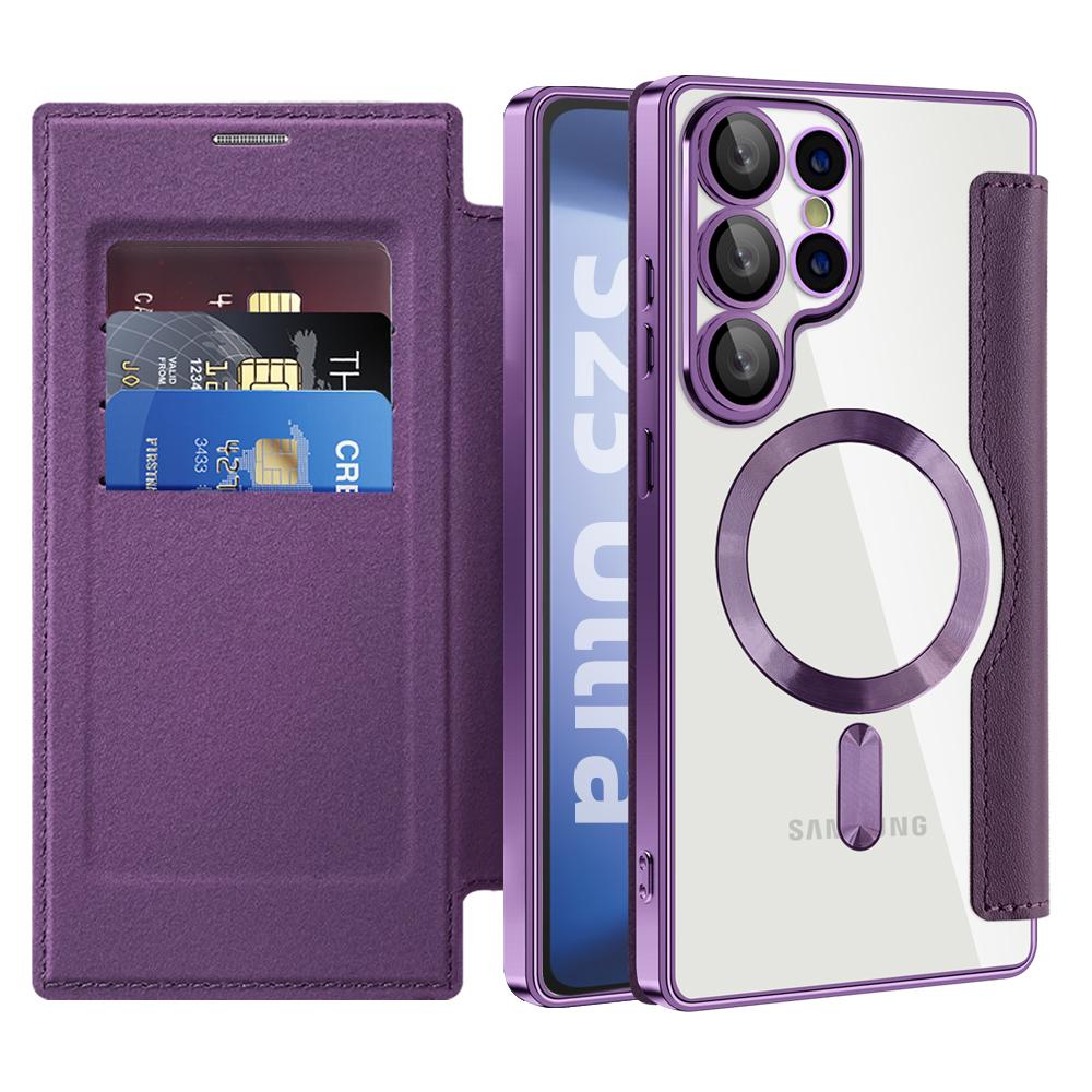 For Samsung Galaxy S22 S23 S24 S25 A16 A15...series.Yadun Small Fragrance Magnetic Leather Case-RFID-Blocking Card Slots & Wireless Charging Supported