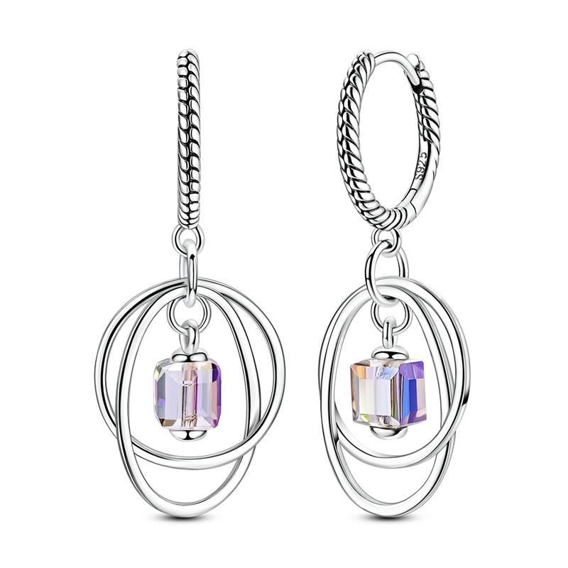 925 Silver Purple Butterfly Zircon Exquisite Earrings Suitable For Girls' Charming Jewelry Gifts
