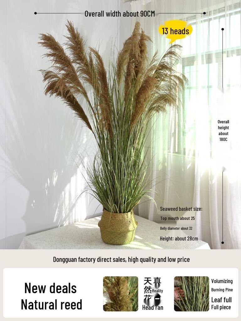 Natural Reed Faux Flowers & Potted Greenery for Home Decor