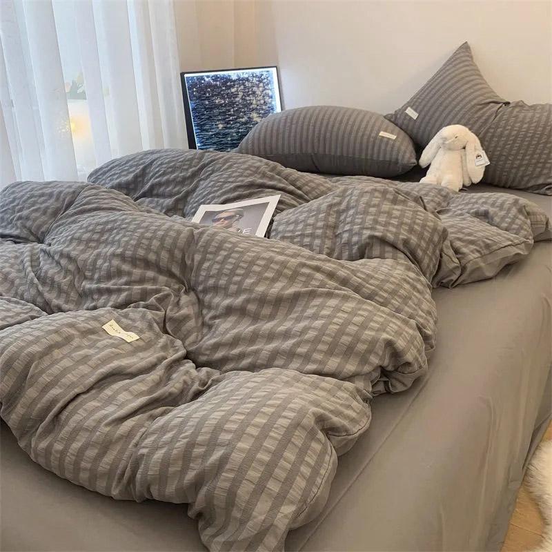 Stil coreean Fresh Ins Cearșaf de pat de culoare solidă Husă de pernă Cuvertură Set confortabil de patru piese Stil prințesă Student 1,2 m Pat dormitor Set de trei piese