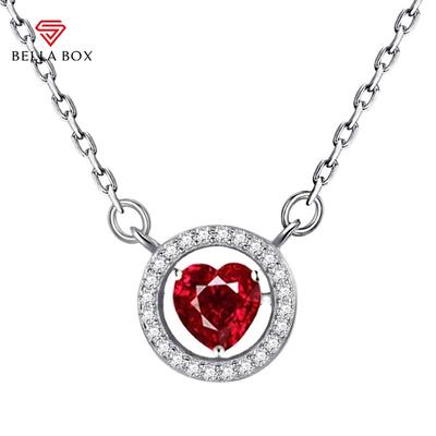 Luxury Zircon Pendant Red Heart Necklace For Women Ceremony Engagement Wedding Necklace New Trendy Jewelry