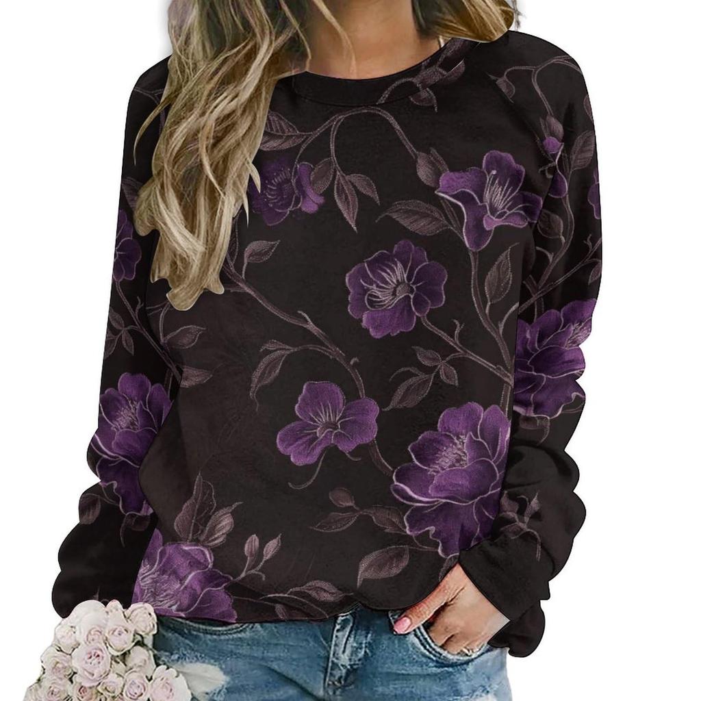 Floral Flower Pattern 3D Print Sweatshirts Women New Casual O-Neck Hoodies Streetwear Y2k Pullovers Harajuku Tops Woman Clothing