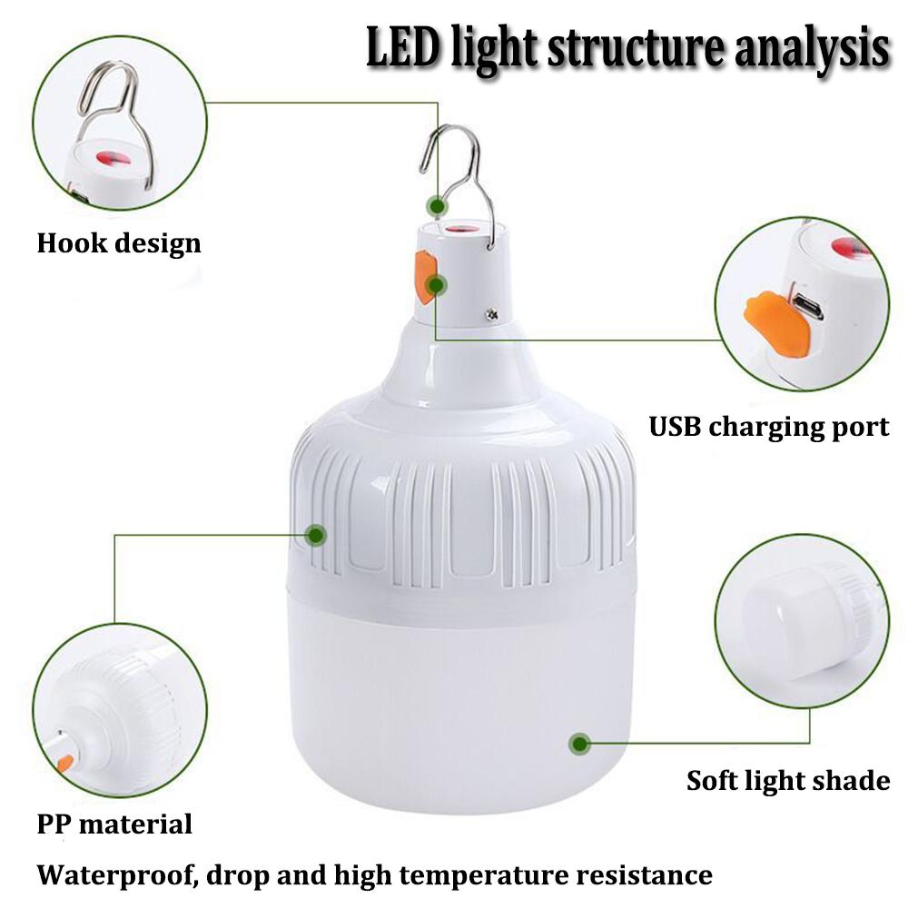 LED Bulb Lamps USB Charging Hook Up Bulbs Emergency Light Portable Tent Light Mobile LED Camping Lantern Night Light New