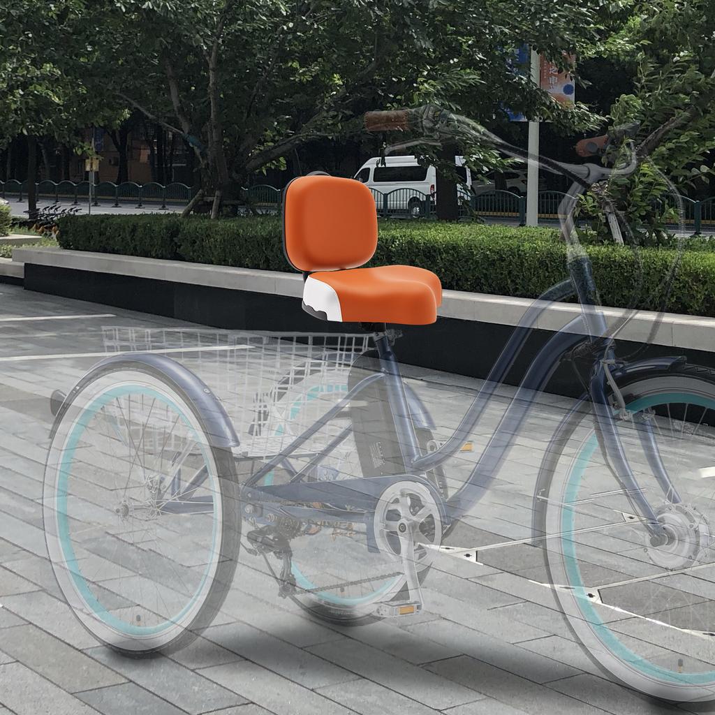 Premium Breiter Dreirad-Sitz für Erwachsene mit gepolsterter Rückenlehne, Stützendes Ergonomisches Sattelkissen für Lange Fahrten, Einfacher Austausch