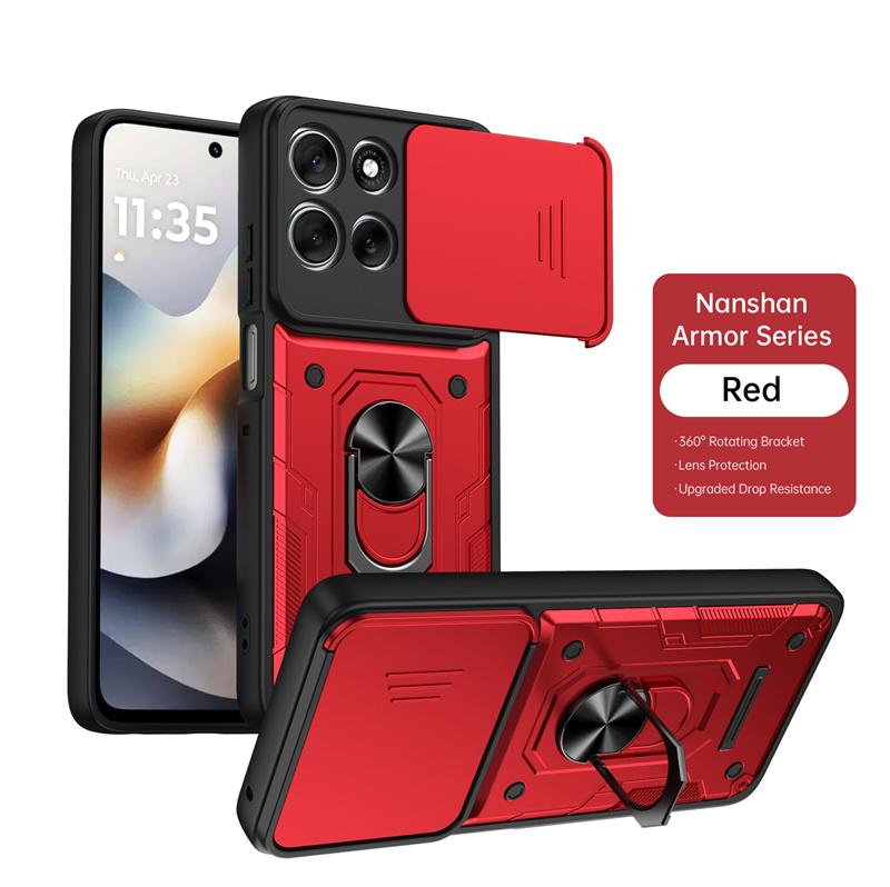 Funda For Motorola Signature Case Slide Camera Armor Cover For Moto Edge 50 60 70 Fusion Pro Magnetic Ring Holder Stand Coque