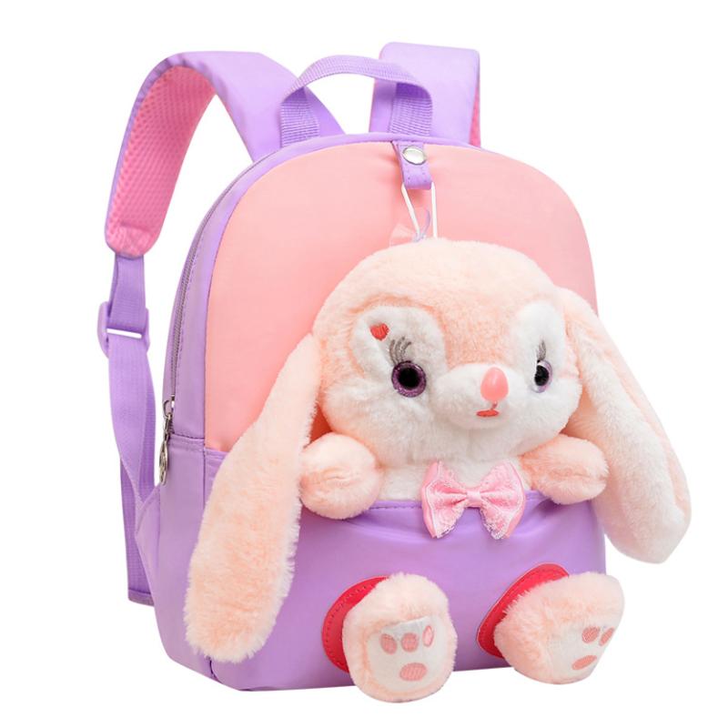 Cartoon Kindergarten Backpack New Children's School Bag Cute Plush Rabbit Doll Backpack