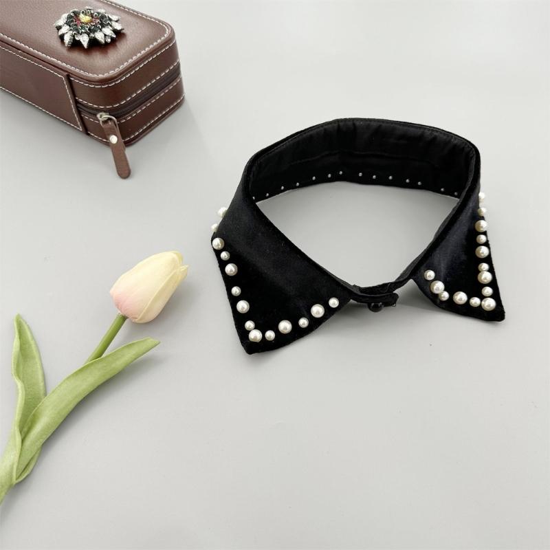 Metal Studded False Collar for Women Girl Detachable Collar Lapel Blouse Top Clothing Accessory Casual Decorative Collar