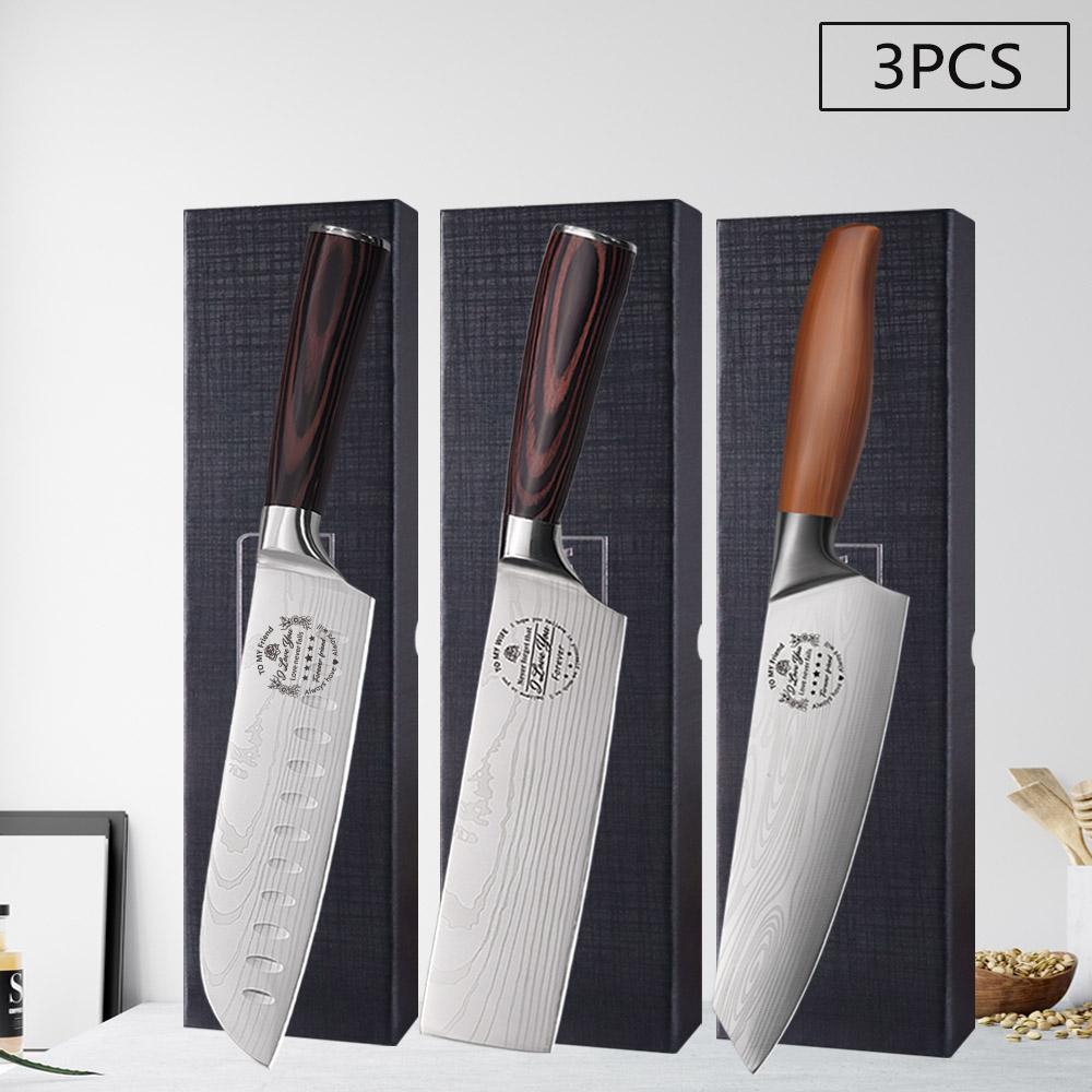 WXCOO Professional Chef's Knife Japanese Sharp Meat Cleaver Cooking Damascus Laser Kitchen with Gift Box Fruit Slicing Knife