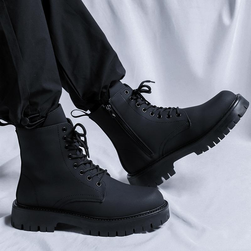 Martin boots men's autumn and winter long tooling Internet celebrity high street soft leather British yuppie men's boots British style 3301-K