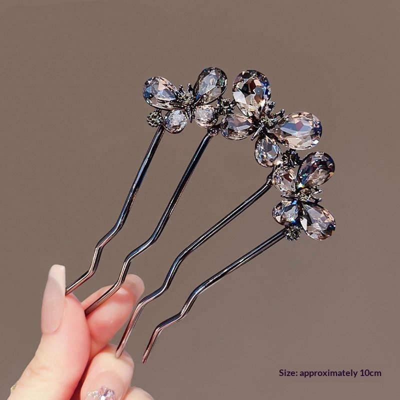 1Pcs Elegant Pearl Flower Hair Combs Pins French Retro Bun Hair Accessories Women Daily U-Shaped Hairpin Female Alloy Hair Clasp