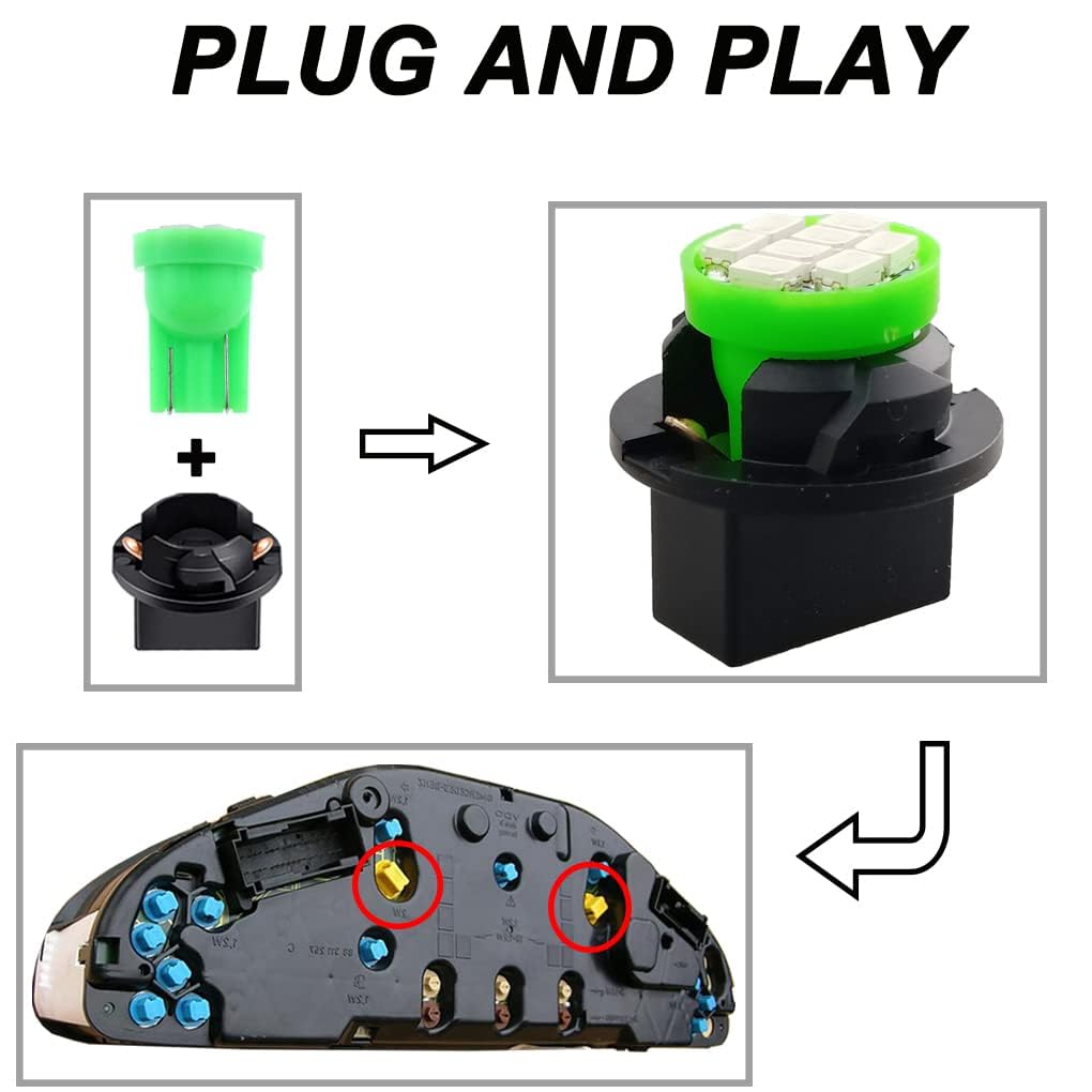 GLOFE Green T10 194 168 LED Instrument Panel Gauge Cluster