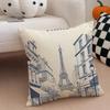 The beautiful scenery France the EEiffel Tower Cushion Cover Throw Pillow Cover Hidden Button Durable Polyester Chair Cushion