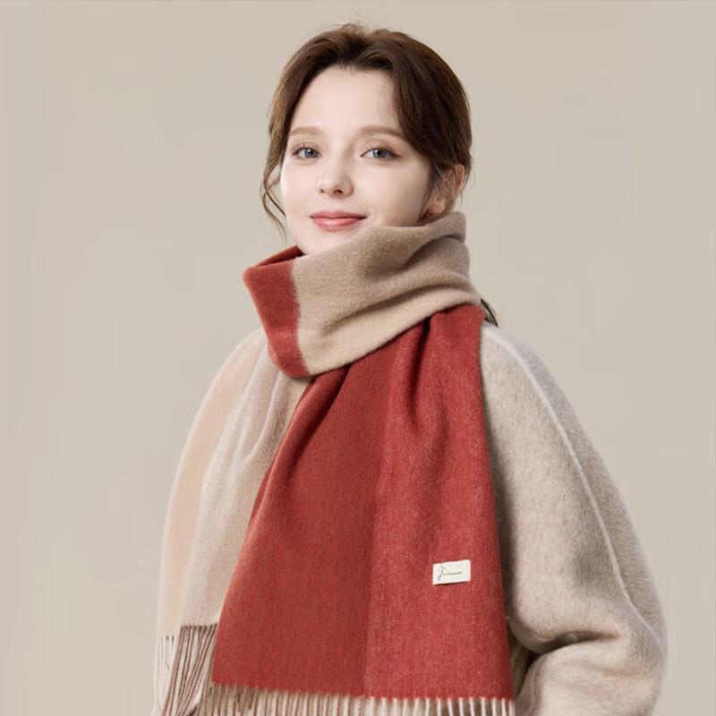 JIUMU Women's Color-Block 99% Wool Knit Scarf & Shawl