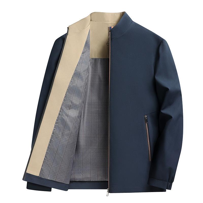 Breathable and Wear-resistant New Spring and Autumn Middle-aged Men's Jacket Stand Collar Jacket Thin Loose Casual Versatile Top