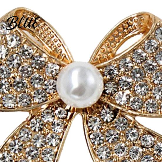 Lightweight Bow Accessory Brooch Pin 3D Design with Imitation Pearl
