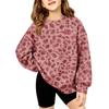 Girls' Fashion Leopard Print Neck Sweatshirt Casual Pullover Top for Everyday Wear