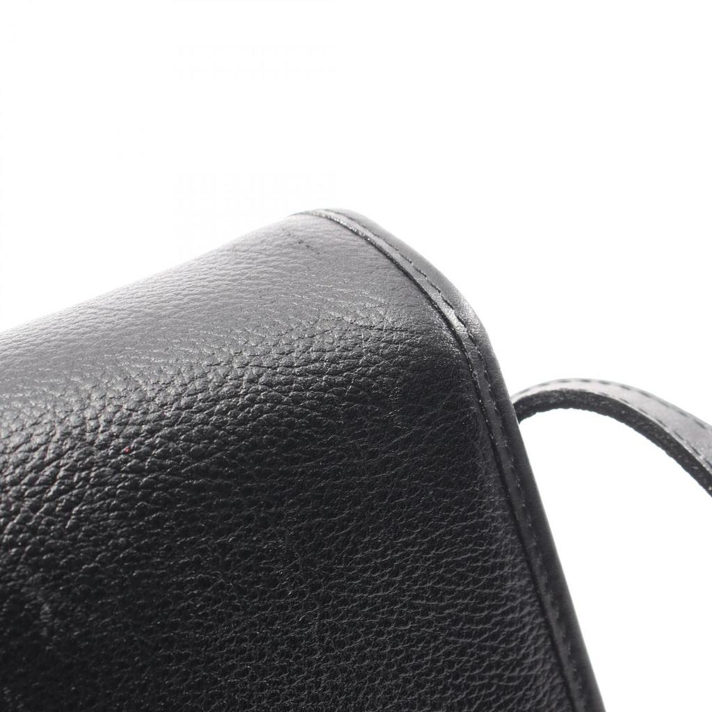 Used YVES SAINT LAURENT logo Shoulder Bag Leather Black Used Women