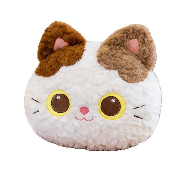 Adorable Kitten Head Plush Pillow - Three-in-One Toy, Cushion & Home Decor.