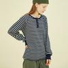 CHIQUITA Henley Neck Sweatshirt (St Waffle) Navy 243601Tnv