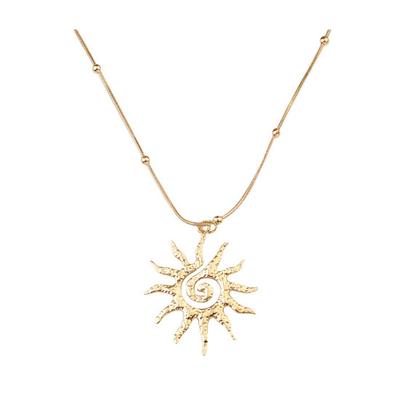 Spiral Sun Pendant Necklace Titanium Steel Vintage Necklace Bohemian Sun Charm Necklace Prom Birthday Jewelry for Her