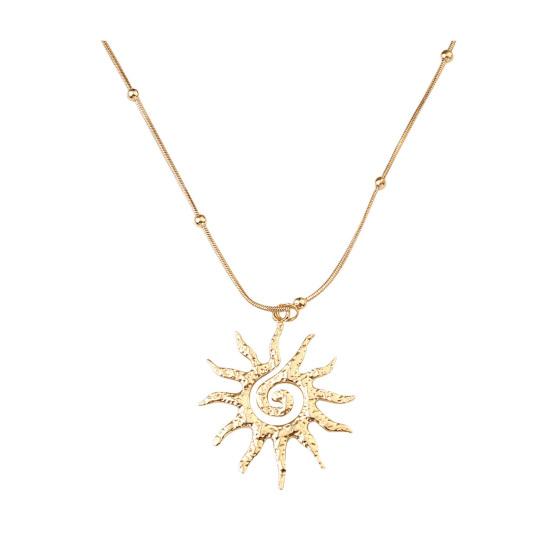 Spiral Sun Pendant Necklace Titanium Steel Vintage Necklace Bohemian Sun Charm Necklace Prom Birthday Jewelry for Her