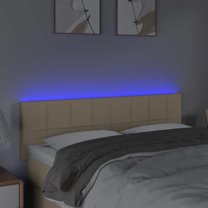 VidaXL Tête de Lit à LED Meuble de Chambre à Coucher Accessoire de Lit Double Tête de Cadre de Lit Intérieur Crème 3121615