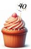 Toppers 40th Birthday White Background Black Text 6pcs.