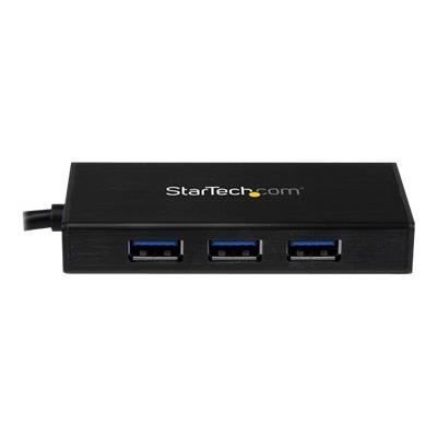 STARTECH Hub USB 3.0 à 3 ports avec adaptateur Gigabit Ethernet et câble intégré - Concentrateur USB 3.0 portable - Aluminium