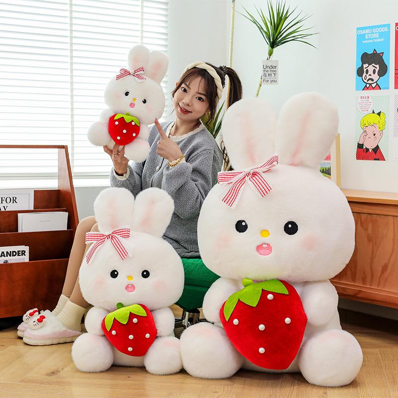Cute Strawberry Rabbit Plush Toy Rabbit Doll Backpack Doll Girl Bag Birthday Gift