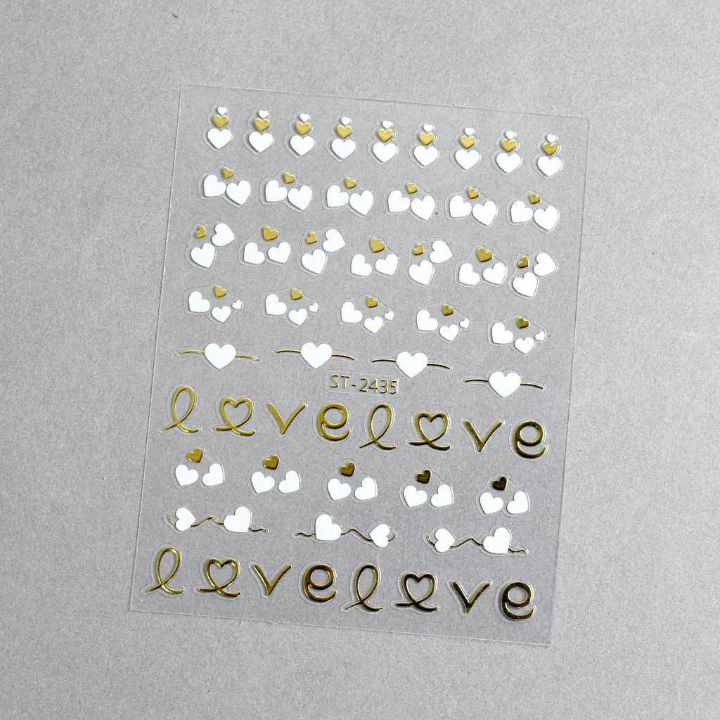 Minimalist 3D Heart & LOVE Line Nail Stickers - Popular TikTok & Xiaohongshu Nail Decals