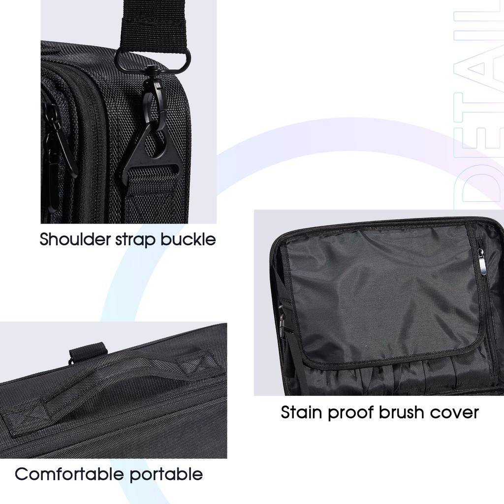 Professional Nylon Makeup Case Adjustable Shoulder Strap Portable Cosmetic Bag for Nail Hairdressing Accessories Makeup Storage