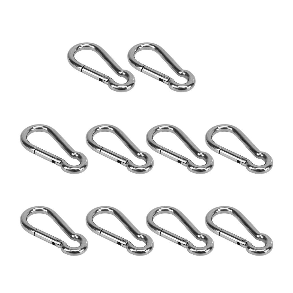 10Pcs Carabiner Clip Spring Snap Hook Stainless Steel Safety Buckle Lock for Hiking