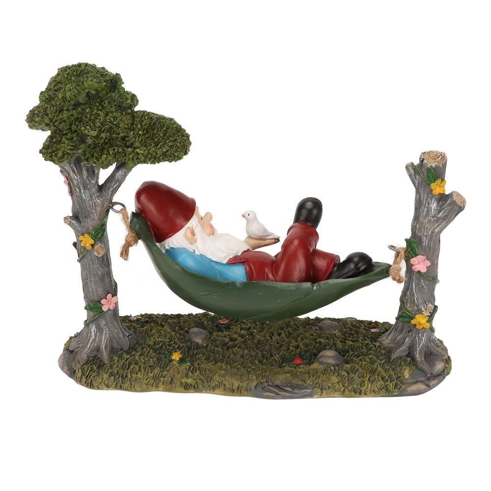 Harz Gartenfigur Gartenzwerg Hängende Outdoor Zwerg Dekoration Hängematten Zwerg Statue Hof Rasen Veranda