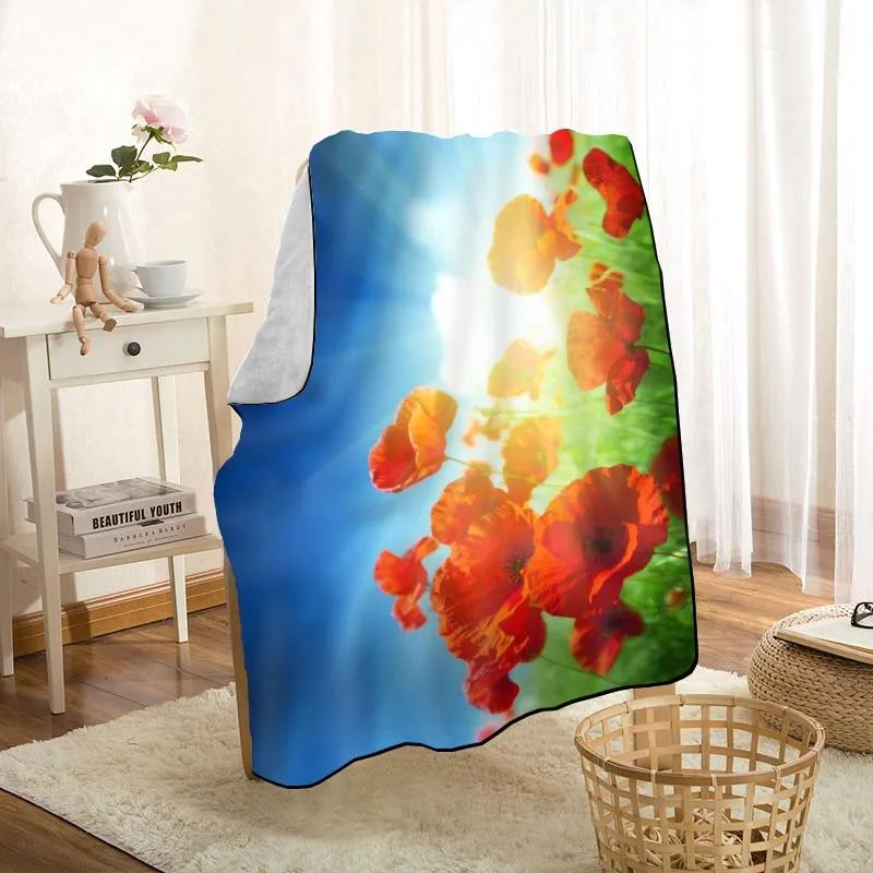 New Arrival Poppies Flower Blankets Printing Soft Blanket Throw On Home/Sofa/Bedding Portable Adult Travel Cover Blanket