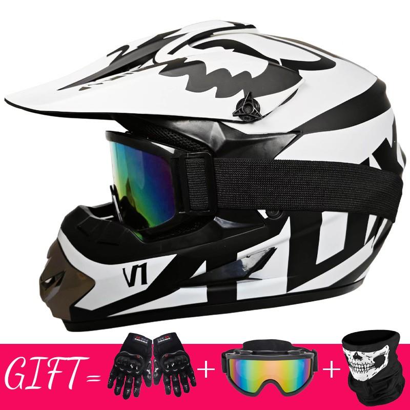 Full Face Mountain Bike Helmet With Goggles Gloves Mask Downhill MTB Trail Riding