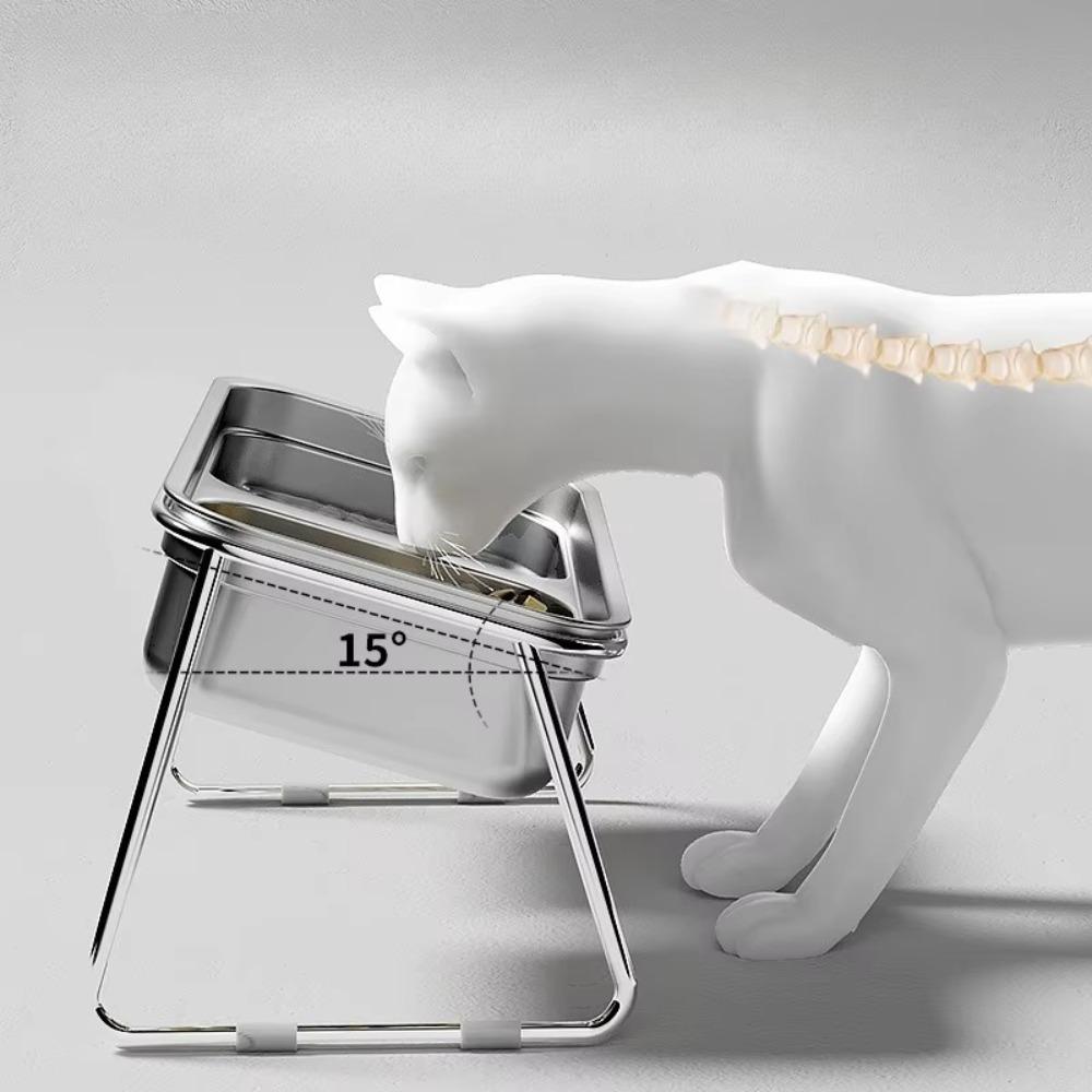 Nerezová miska pro domácí mazlíčky s náklonem 45 stupňů Víceúčelová miska pro domácí mazlíčky s vysokým stojanem pro psy a kočky