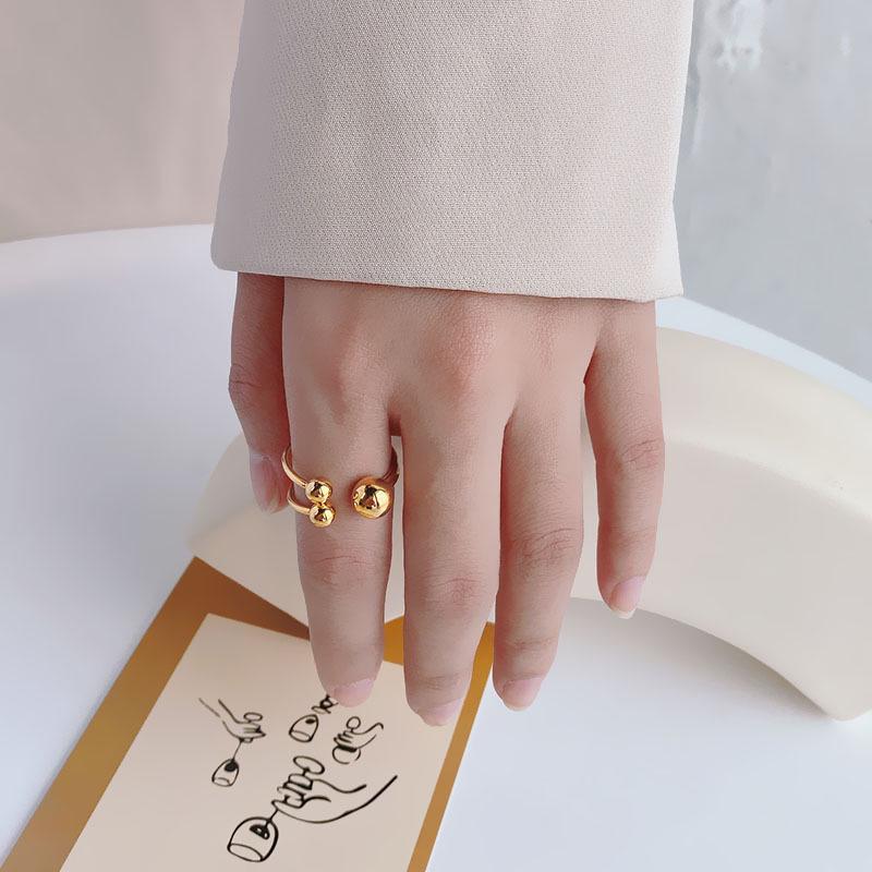 

Корейское минималистичное кольцо из титановой стали с открытым концом и стальным шариком - Модные высококлассные украшения в холодном стиле для пары Size 7