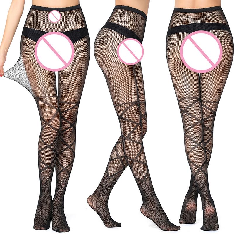 Sexy Lace Fishnet Hollow Out Pantyhose Women Mesh Tights Black Stockings