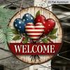 2D Flat, 1pc Vintage Patriotic Heart Metal Wall Sign - 7.87-Inch Flag & USA Map Heart, Waterproof Fade-Resistant / Decoration Suitable for Porch