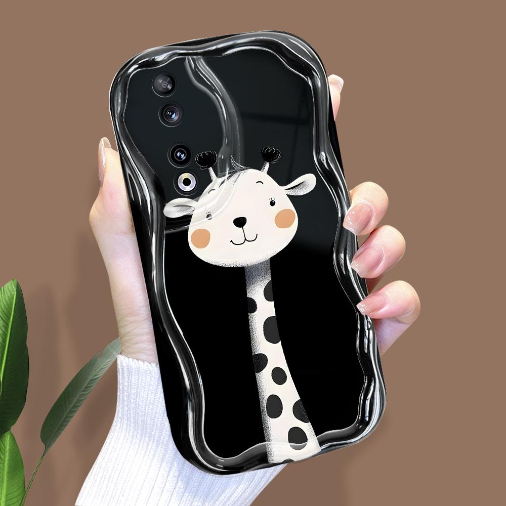 Cute Cartoon Pattern Cream Texture Casing Wavy Edge Soft Silicone Cover Phone Case for Huawei Honor Infinix Tecno iPhone