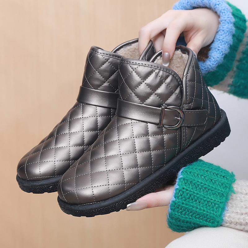 

Женские зимние повседневные ботинки на платформе для снегоступов с подкладкой из искусственного меха, прогулочные короткие ботинки, удобные нескользящие теплые ботильоны из искусственной кожи для женщин 41