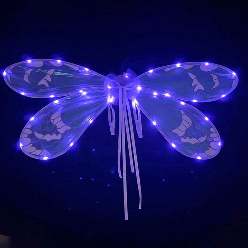 Dress Up Cicada Wing Light Up Dragonflies Wing Halloween Costume Wing LED Elves Wing Princess Wing for Women Girls Teens