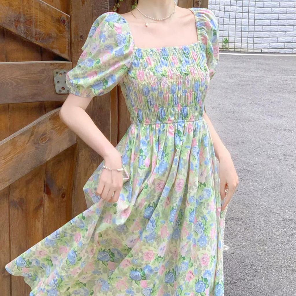 Abito midi floreale stile foresta Estate 2026: Vestibilità aderente, Aderente in vita, Temperamento delicato, Nasconde la pancia per le donne