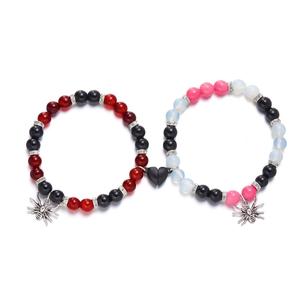 2P Halloween Couple Fashion Personality Spider Bead Elastic Bracelet Bracelet Date Travel Banquet Party Holiday Dressing Gift