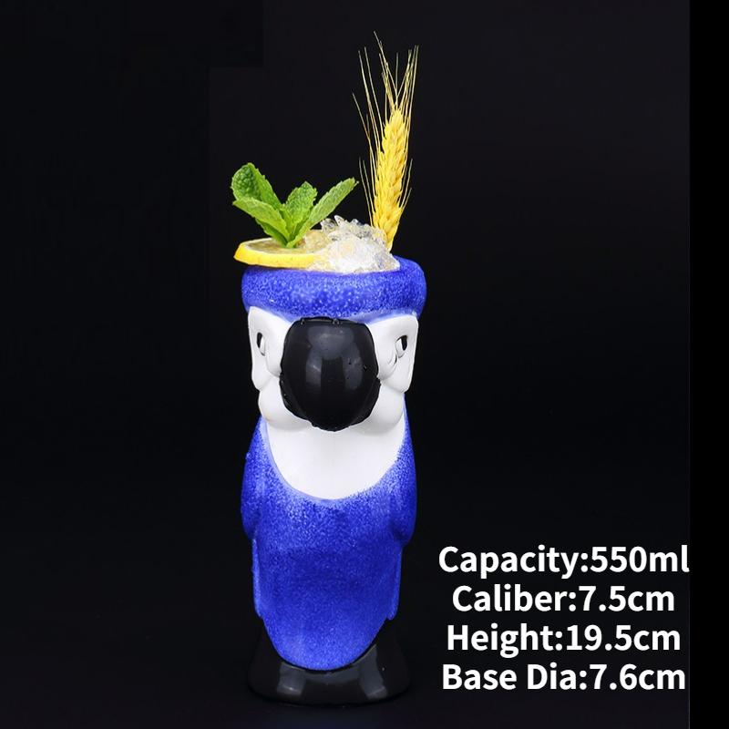 Parrot Hawaii Tiki Mugs Cocktail Cup Beer Beverage Mug Wine Mug Ceramic Easter Islander Tiki Mug Bar Tools 501-600ml