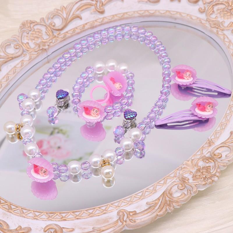 Children's Necklace Accessories, Shell Barbie Pink Cute Girls' Jewelry, Imitation Pearl Bracelet Necklace