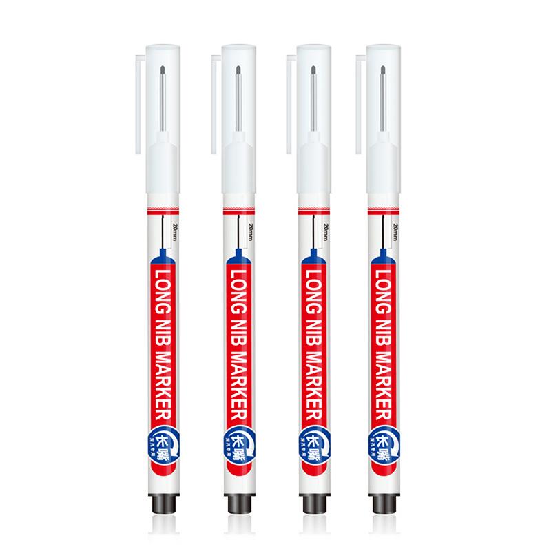 

4 шт./набор 20 мм маркеры с длинным наконечником для глубоких отверстий, перфоратор для металла, водостойкий, для ванной комнаты, деревообработки, декора чёрный